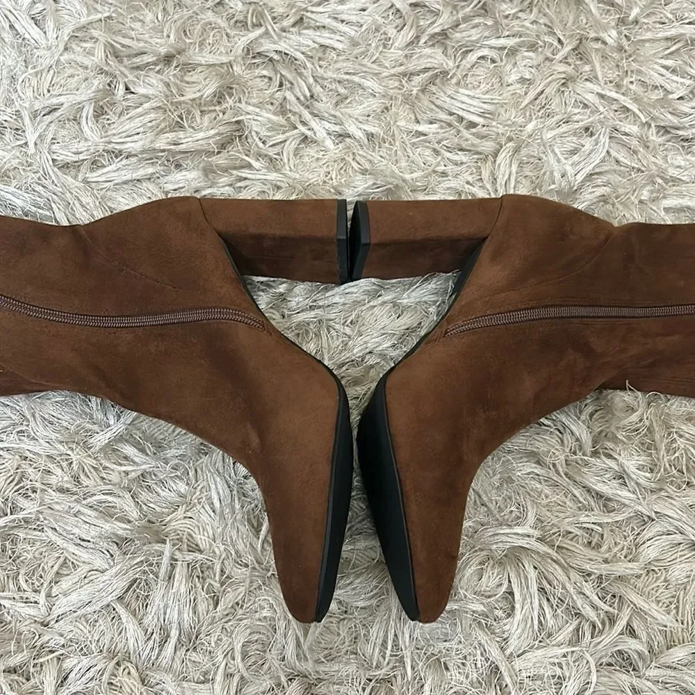 NWOB Jeffrey Campbell Parisah-2 Over The Knee Heeled Boots Brown Suede Sz 9